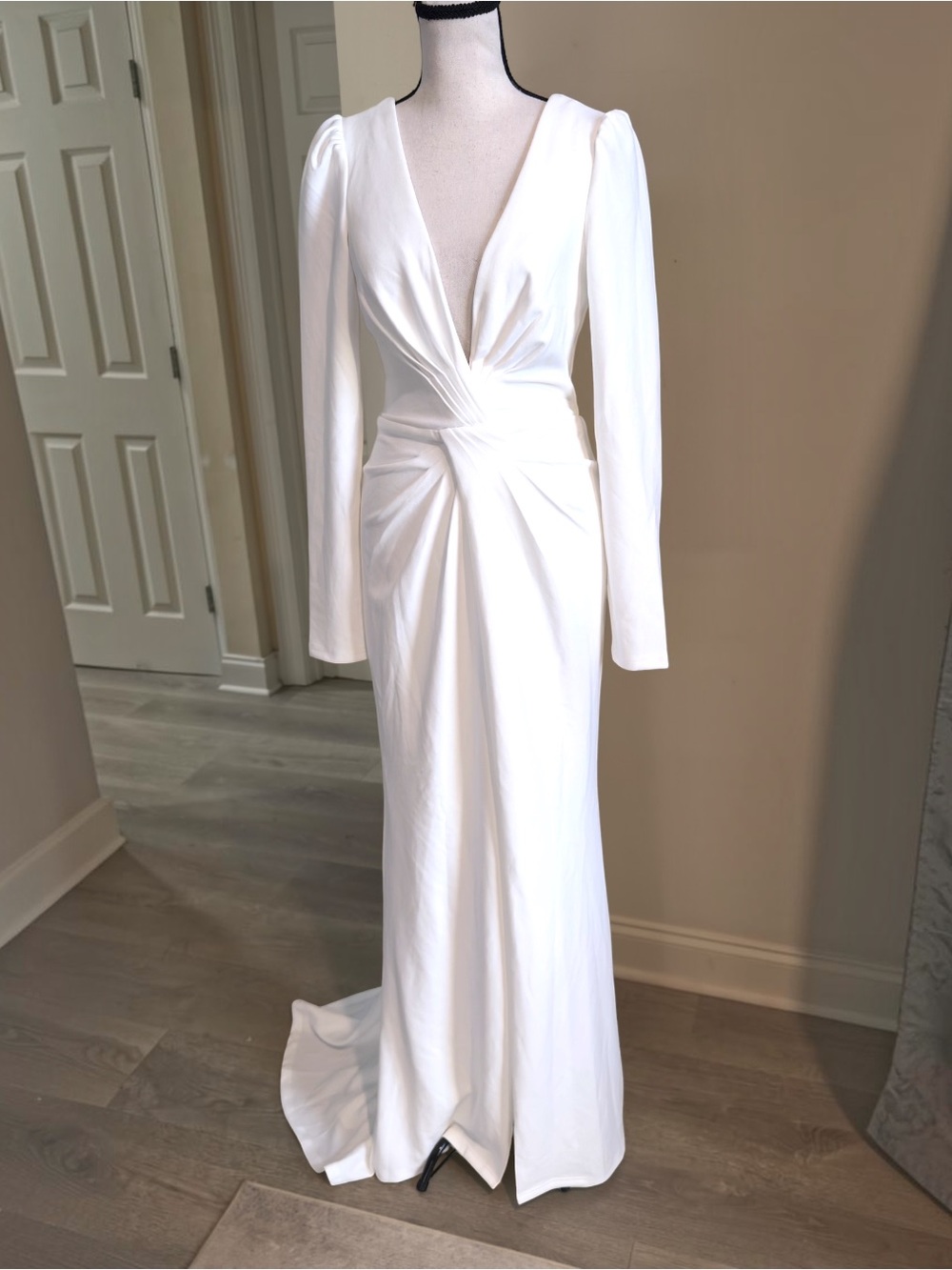 Lulus Stunning Romance White Long Sleeve Mermaid Maxi Dress Size S